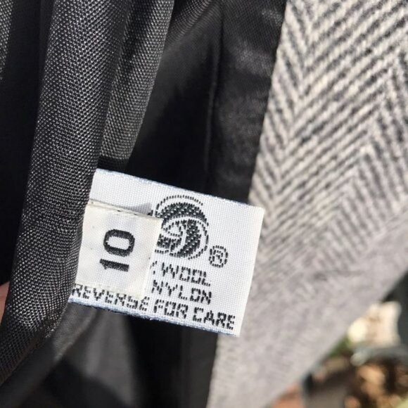 Herman Kay Vintage Pea Double Breasted Coat With Red Scarf Herringbone Tweed Siz - Picture 4 of 15